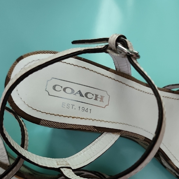 Coach Cream and Brown Braided Sandals Size 8 - Picture 3 of 8